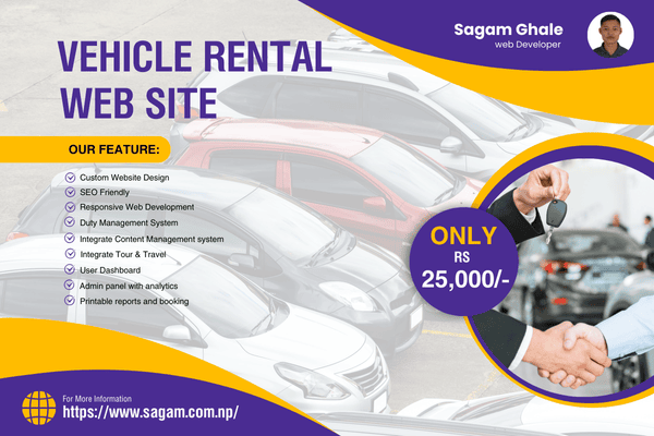 Launch Your Vehicle Rental with Tour Website - Just Rs. 25,000/-